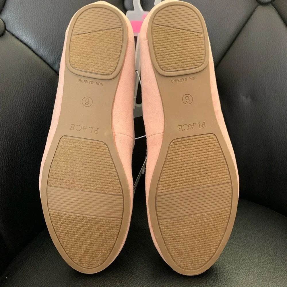 Girls Studded Ankle Strap Ballet Flats - Blush-Sz-6